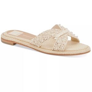 GENTLY USED Women's Atomic Pearl Raffia Slide Flat Sandals